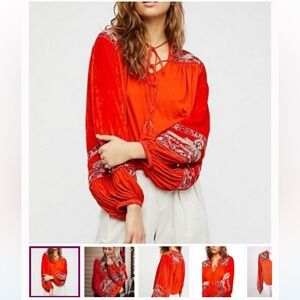 Free People Hearts Aflame Peasant Blouse